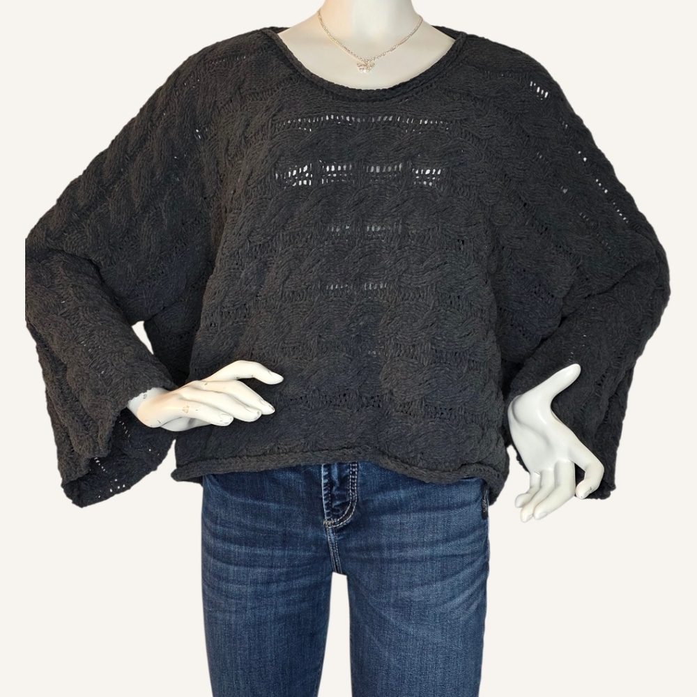 POL NWOT Cropped Cable Knit Sweater Gray | Quiet Luxury Coastal Cowgirl | S M L